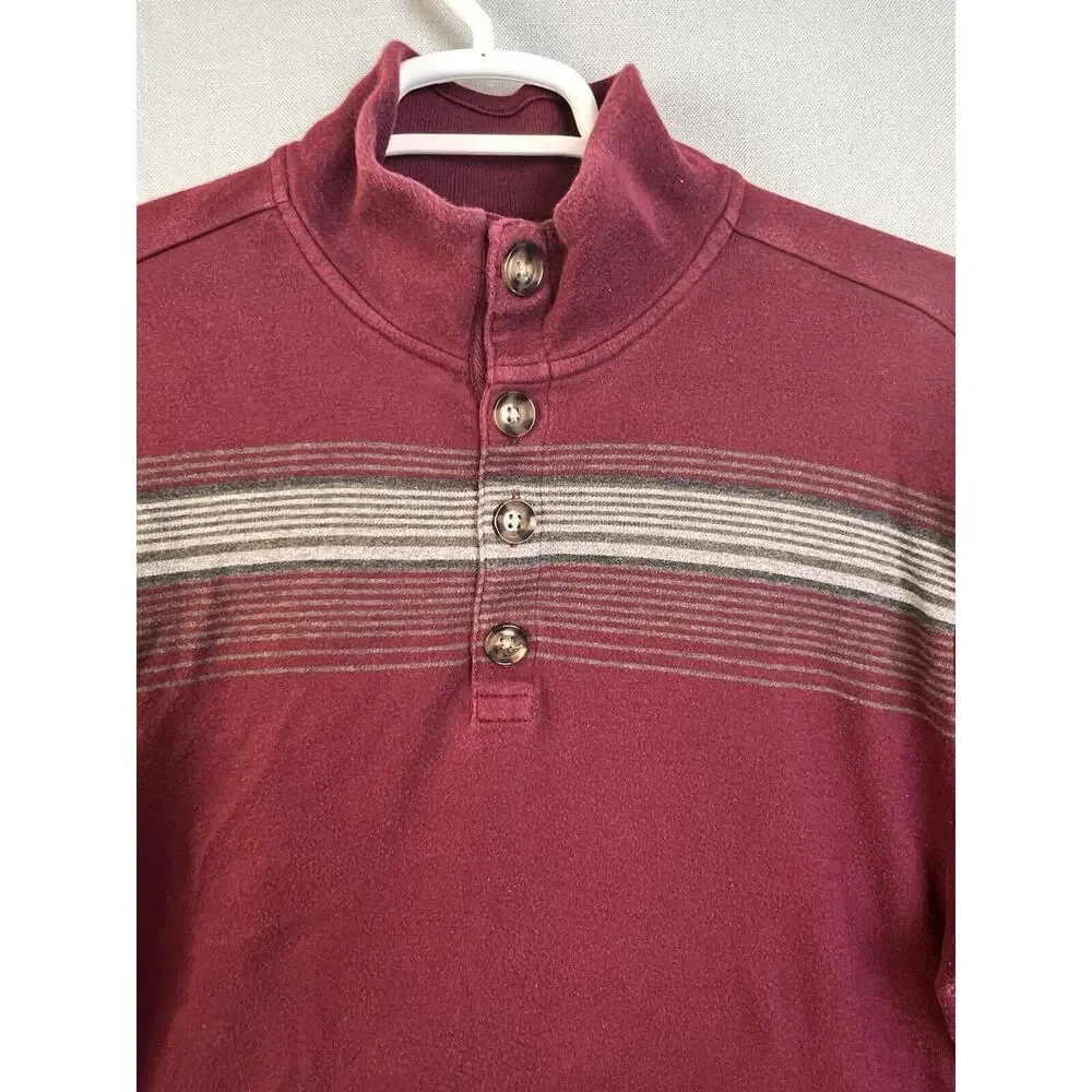 Banana Republic Quarter Button Shirt Men's XL Burgundy Cotton Work Casual